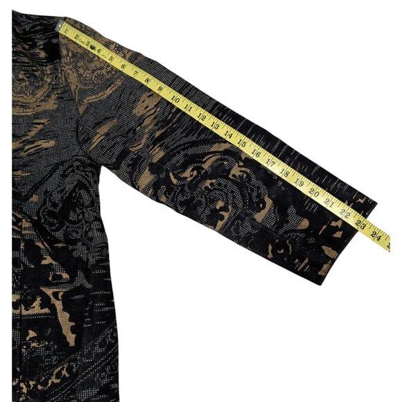 Chico’s Size 2 Long Tapestry Damask Jacket Coat Black Velvet Burnout - Picture 8 of 13
